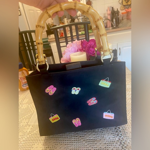 Small Summer Handbag With Fake Bamboo Detail Handles - Picture 1 of 7